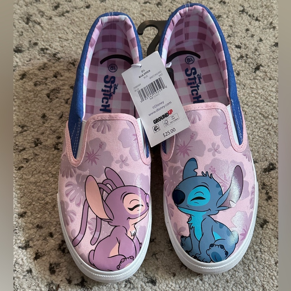 Brand New Women’s Disney Stitch & Angel Slide On Loafer Shoes